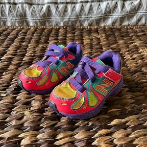 New Balance Baby Toddler Size 5 Sneakers Neon Colorful Laceless Hook & Loop